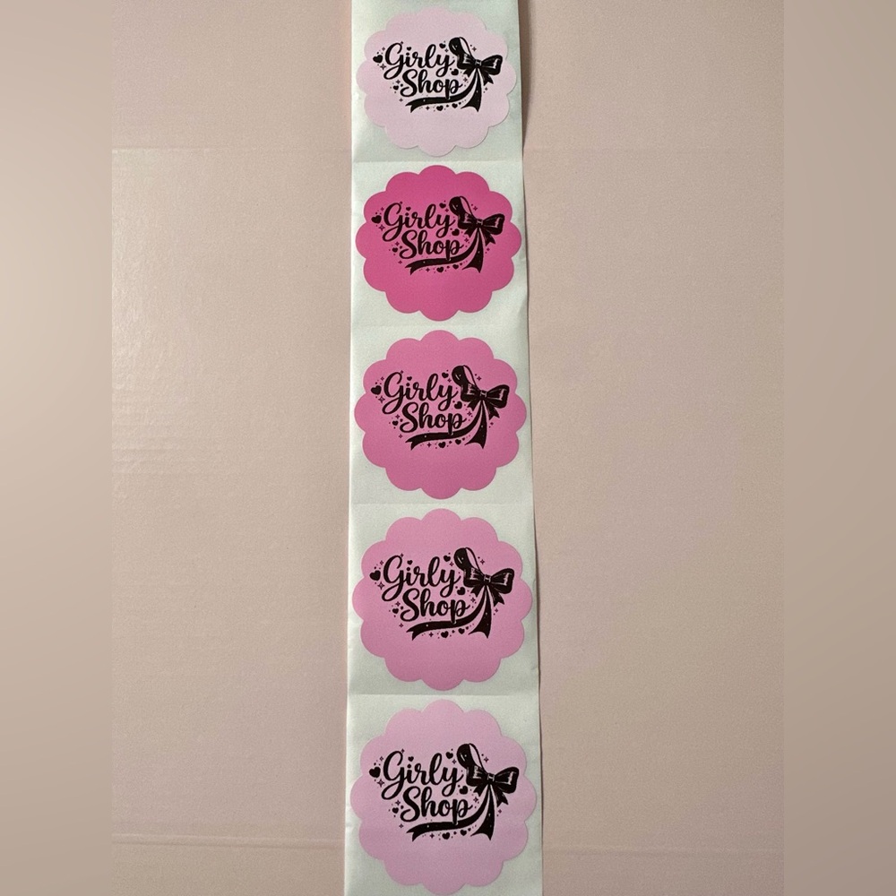 50 ct. Custom 2” Holographic Pink Ombré Round Scalloped Sticker Labels